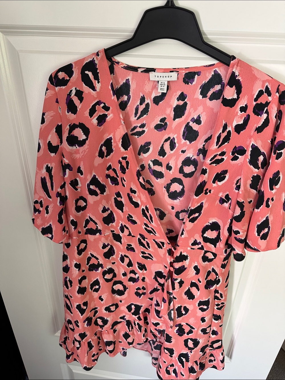 Topshop Coral Pink Leopard Wrap Dress